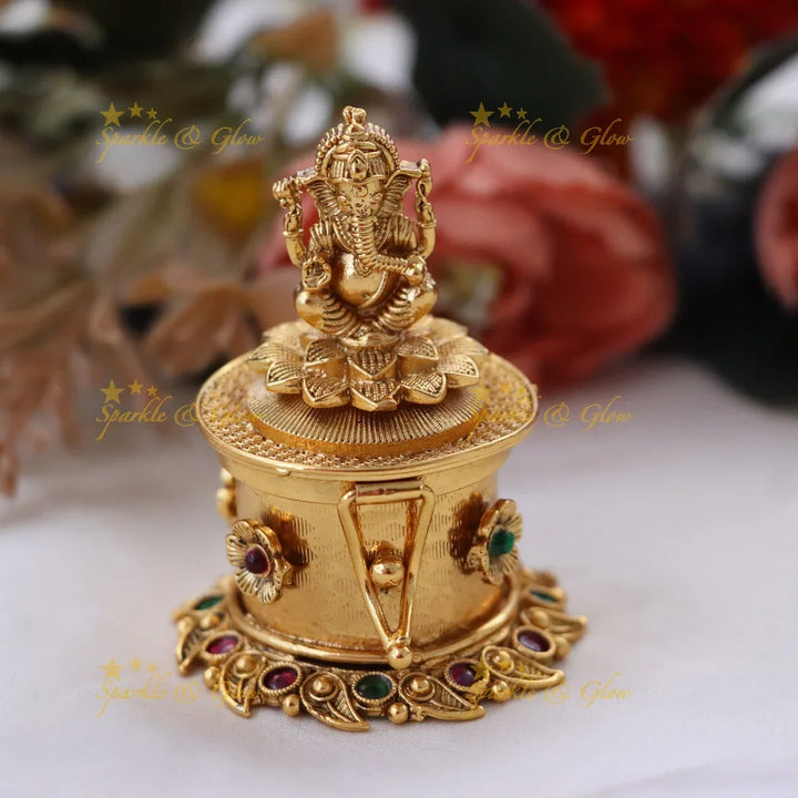 Exquisite Gold Kumkum Box for Festivals & Weddings
