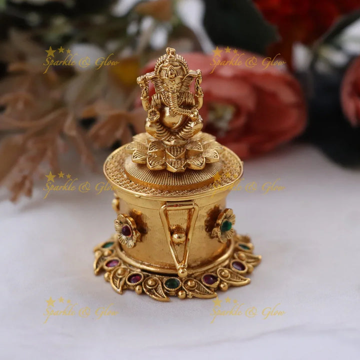 Exquisite Gold Kumkum Box for Festivals & Weddings