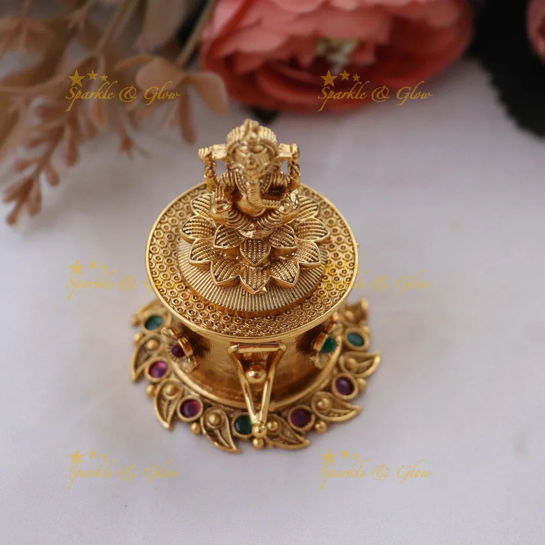 Exquisite Gold Kumkum Box for Festivals & Weddings
