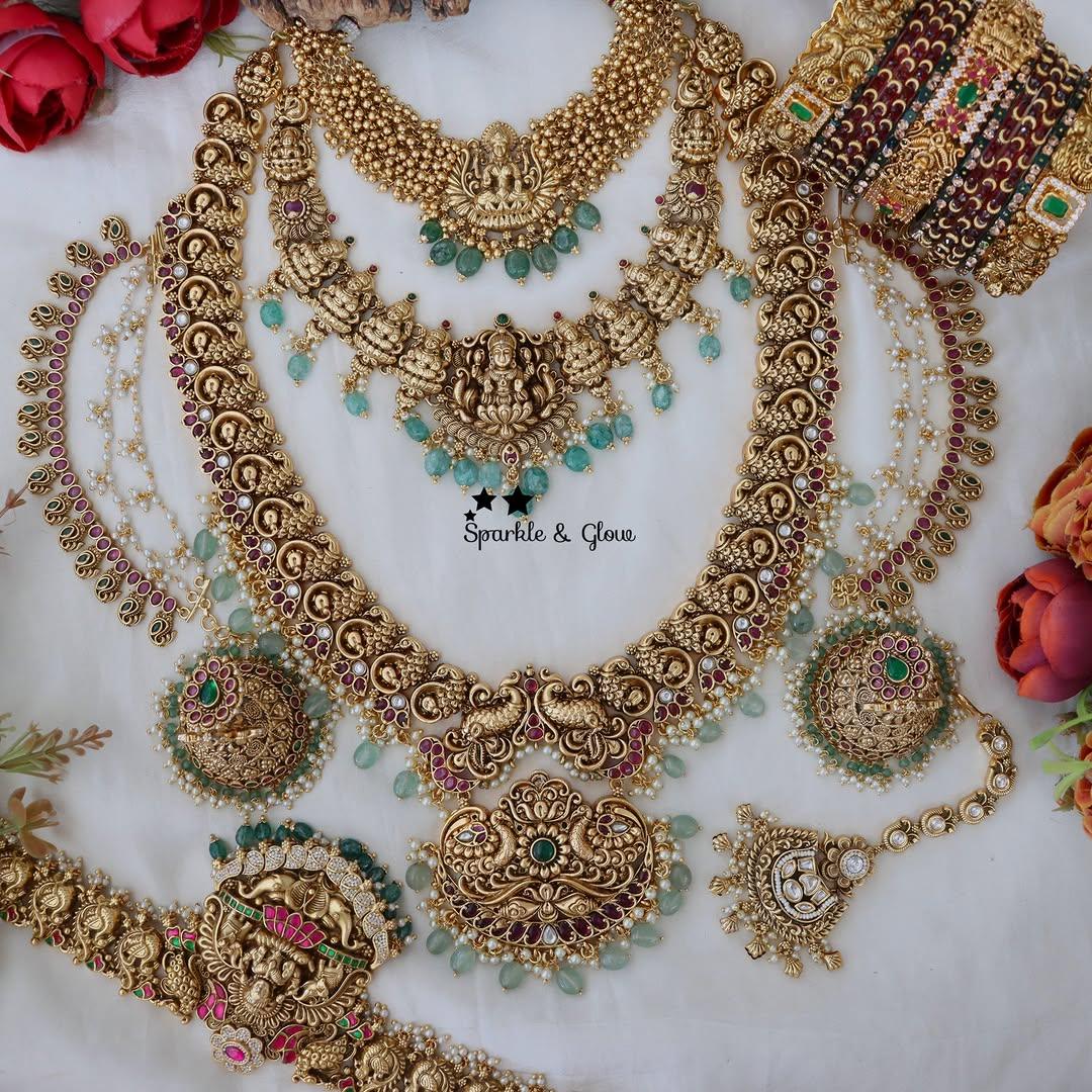 Exquisite Lakshmi Peacock Bridal Necklace Set | Sparkle & Glow