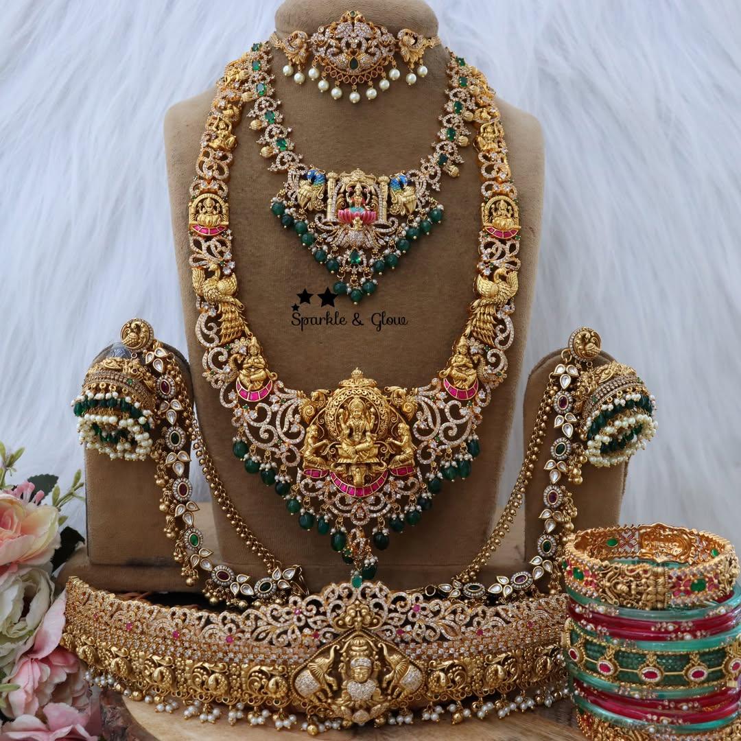 Luxurious Bridal Lakshmi Temple Necklace Set