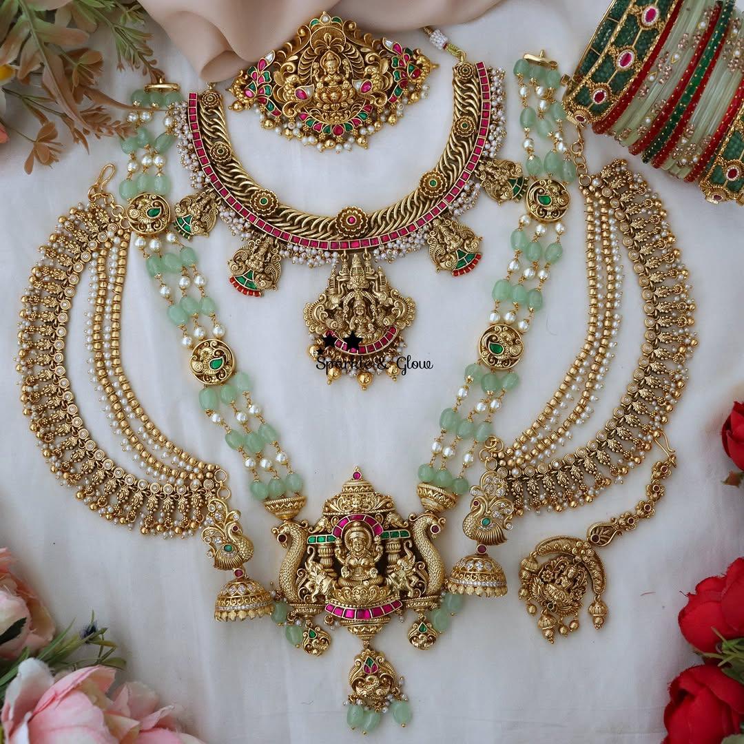 Exquisite Lakshmi Temple Bridal Necklace Set Online