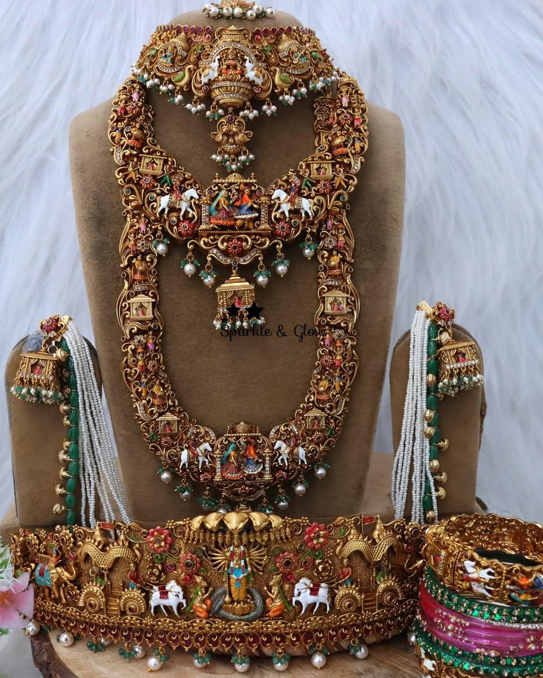 Exquisite Meenakari Temple Inspired Bridal Jewellery