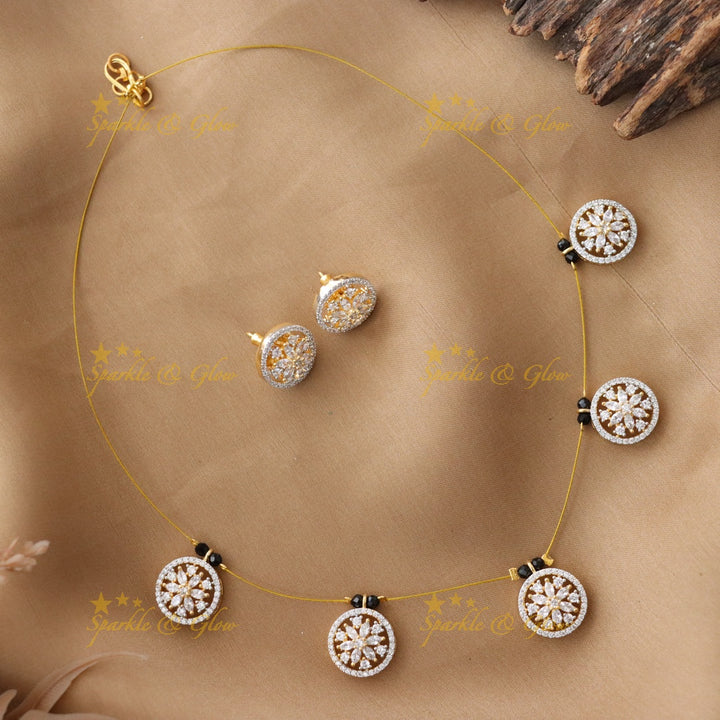 Exquisite Black Beads Floral Necklace for Events