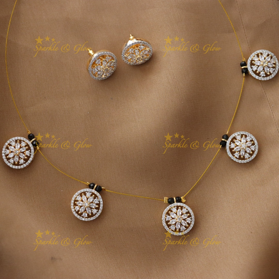 Exquisite Black Beads Floral Necklace for Events