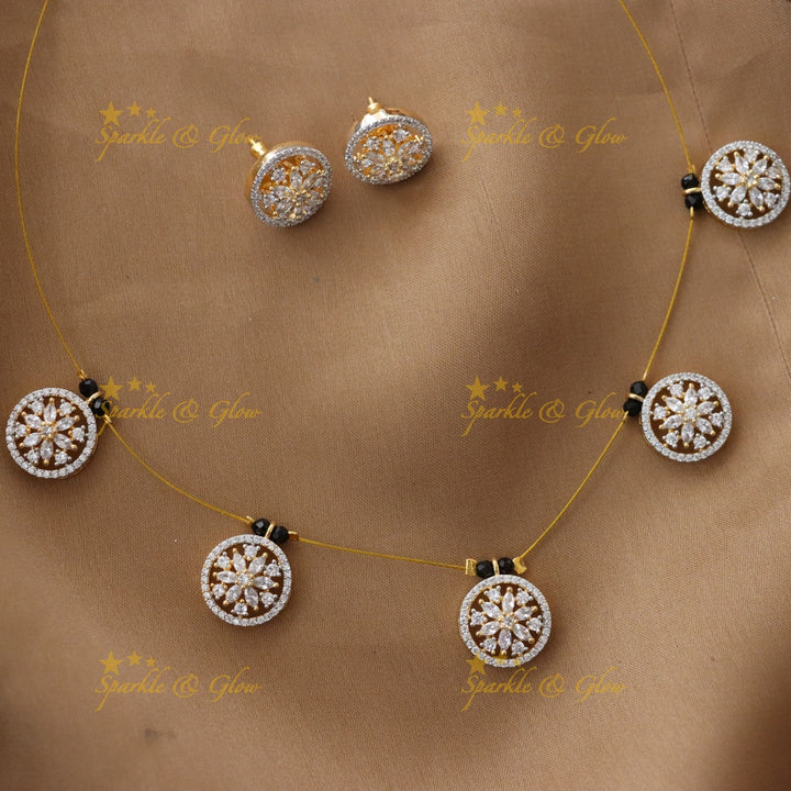 Exquisite Black Beads Floral Necklace for Events