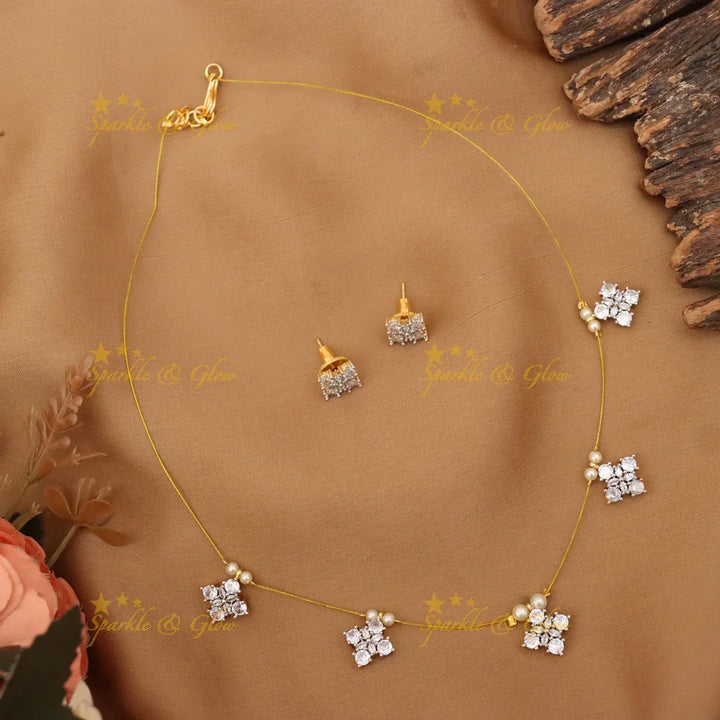 Elegant Floral Pearl Gold-Plated Necklace Set