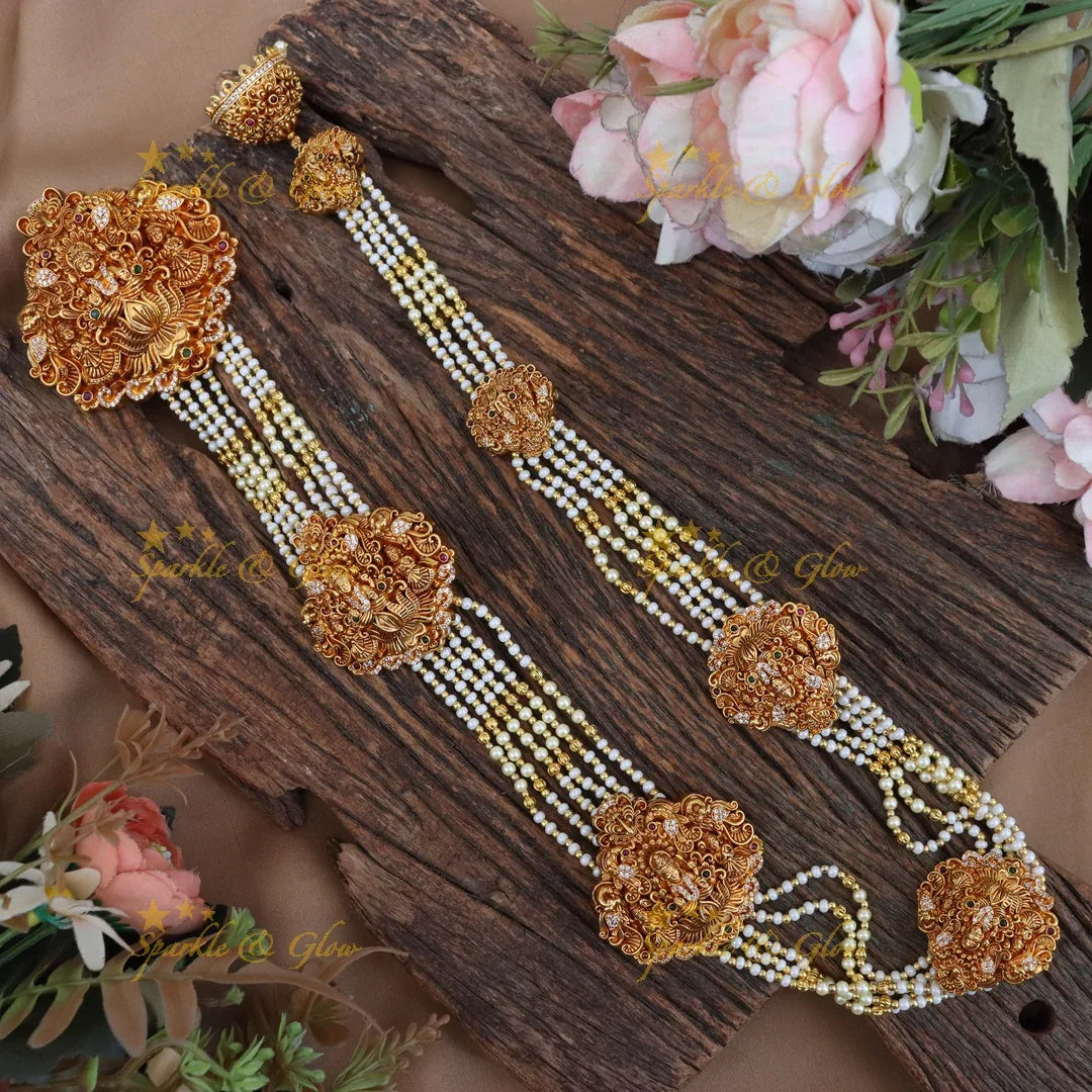 Graceful Peacock & Lakshmi Hair Accessory for Weddings