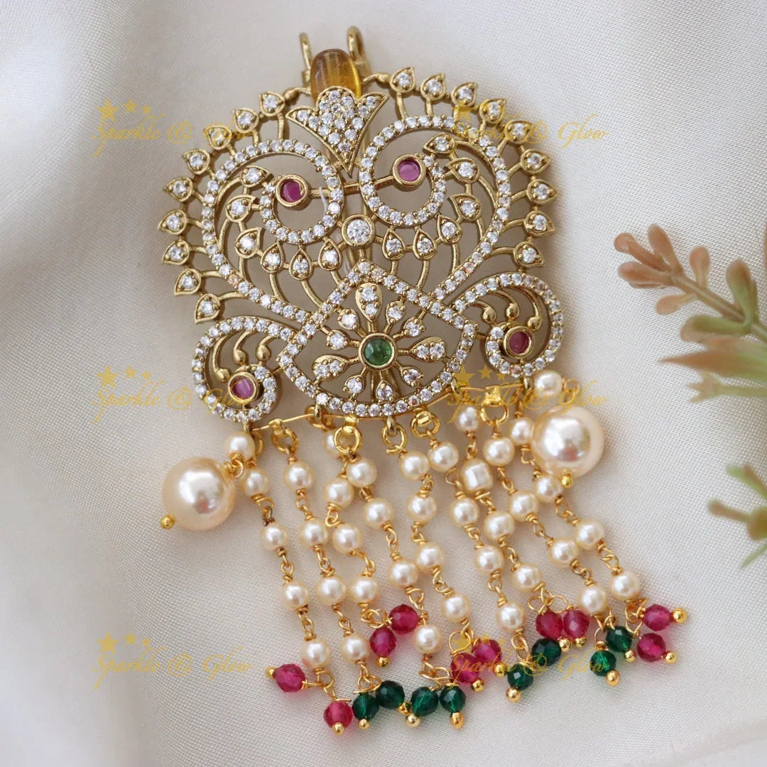Premium Gold Hairpin with Peacock Design - Festive Elegance