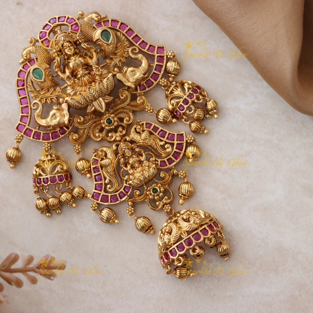 Exquisite Peacock Lakshmi Headpiece for Bridal Elegance