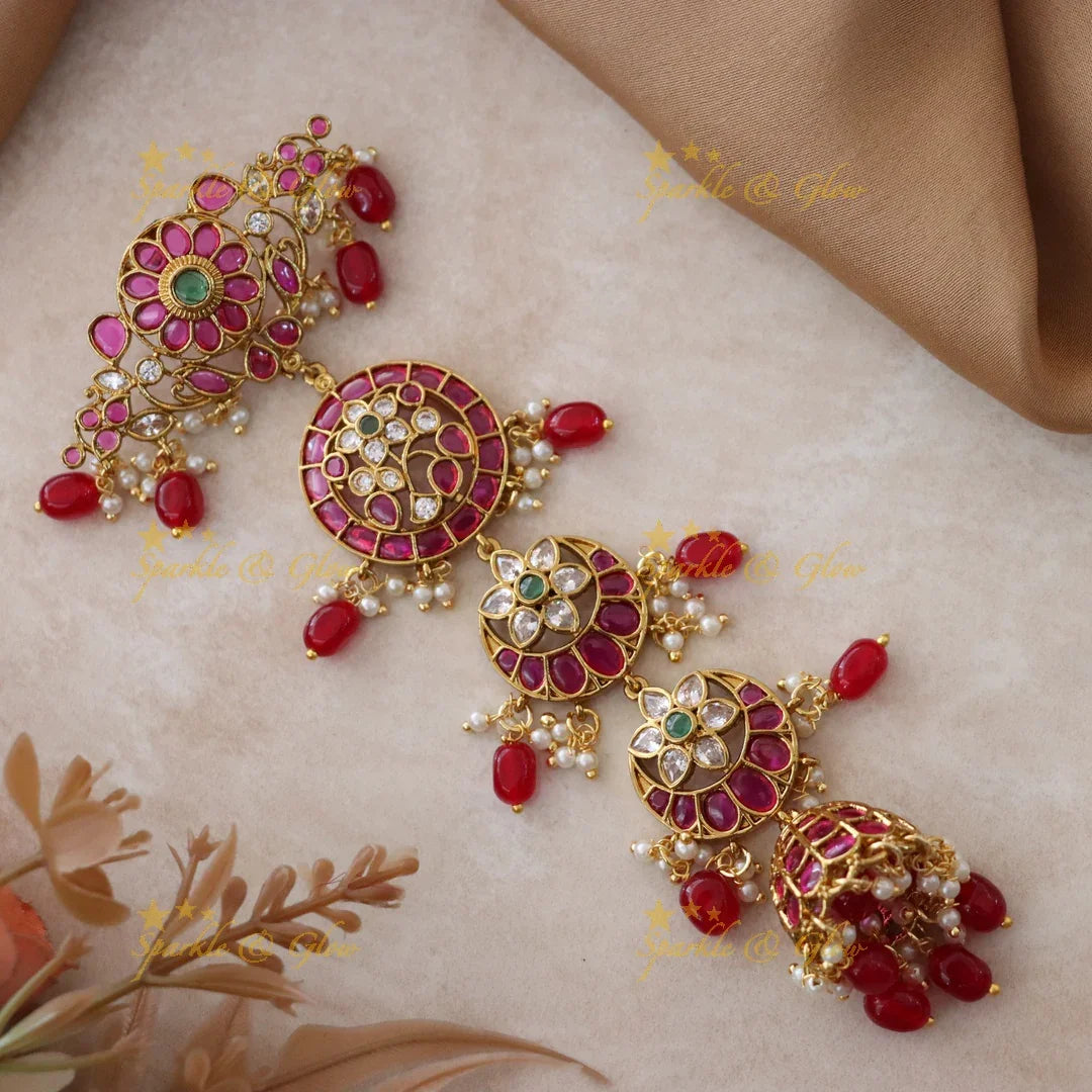 Exquisite Floral Half Moon Jhumka for Bridal Elegance