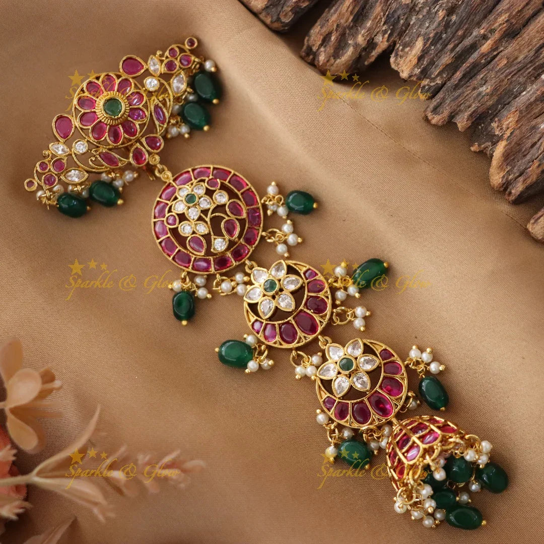 Exquisite Floral Half Moon Jhumka for Bridal Elegance