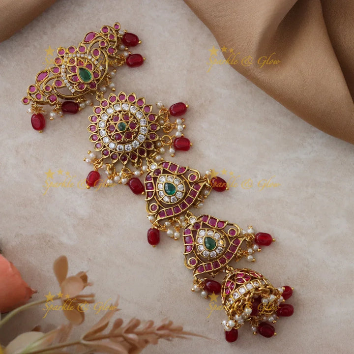 Exquisite Gold Floral Jhumka Hairpiece for Celebrations