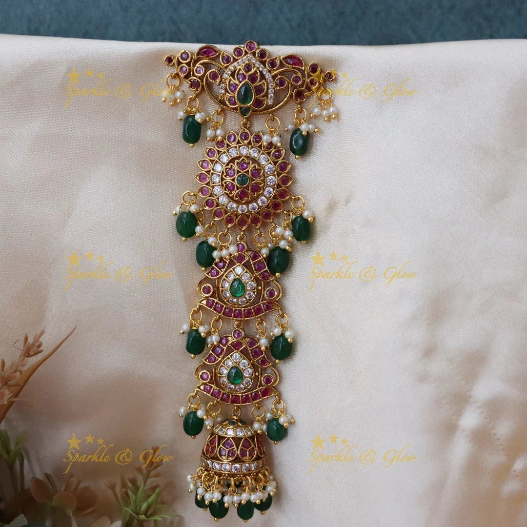 Exquisite Gold Floral Jhumka Hairpiece for Celebrations