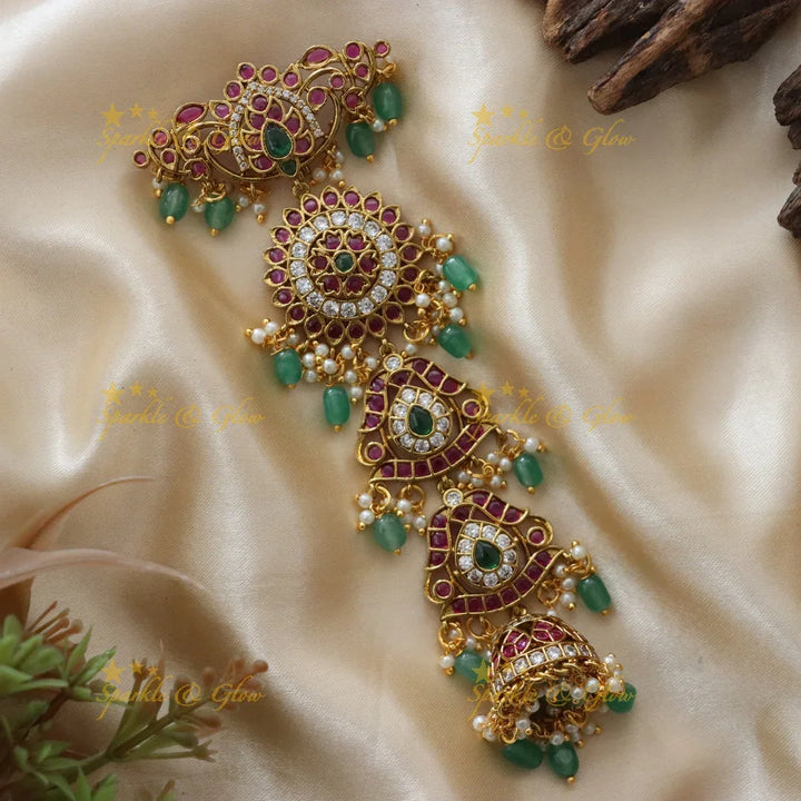 Exquisite Gold Floral Jhumka Hairpiece for Celebrations