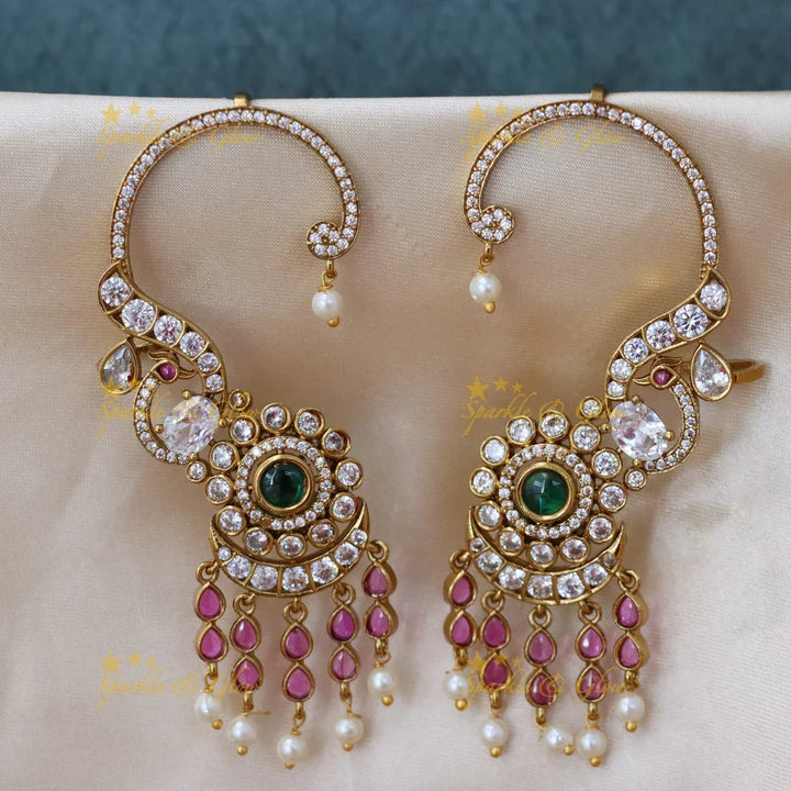 Exquisite Gold Peacock Ear Cuffs for Festive Events