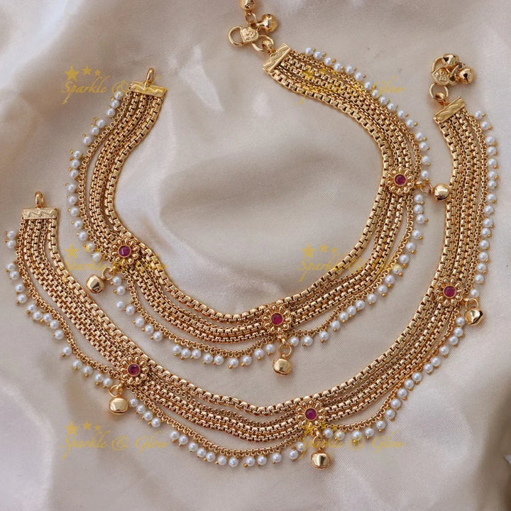 Glamorous Gold Imitation Anklet – Ideal for Celebrations