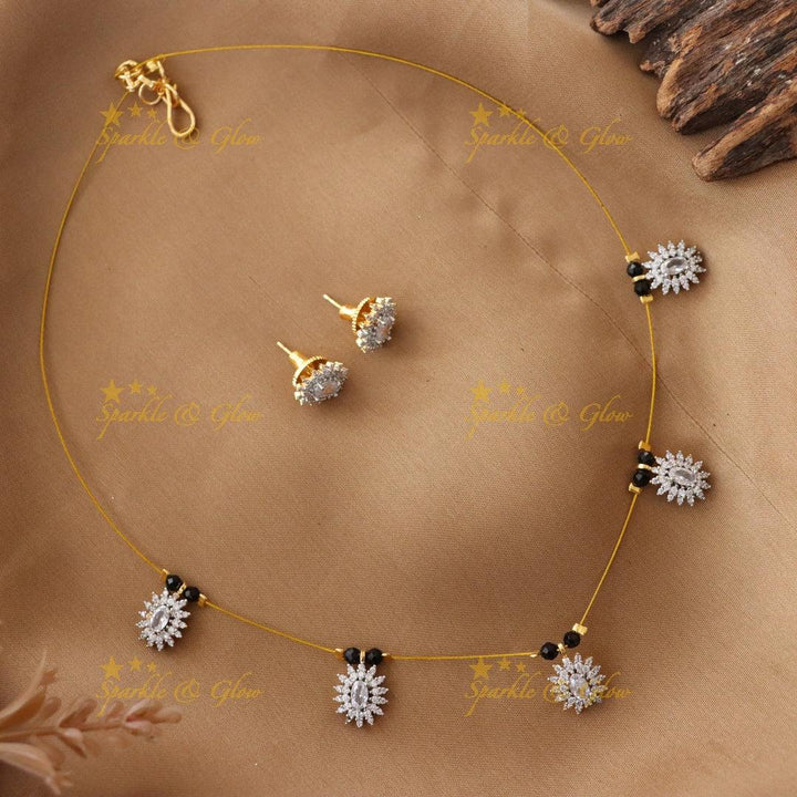 Elegant Floral Black Beads Necklace Set for Weddings