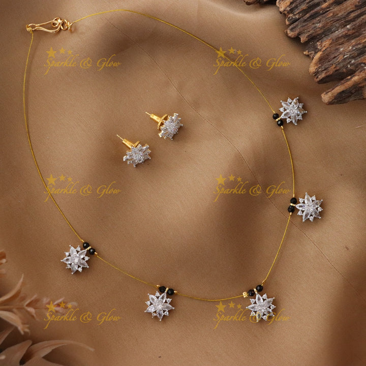 Exquisite Black Beads Gold Necklace for Celebrations