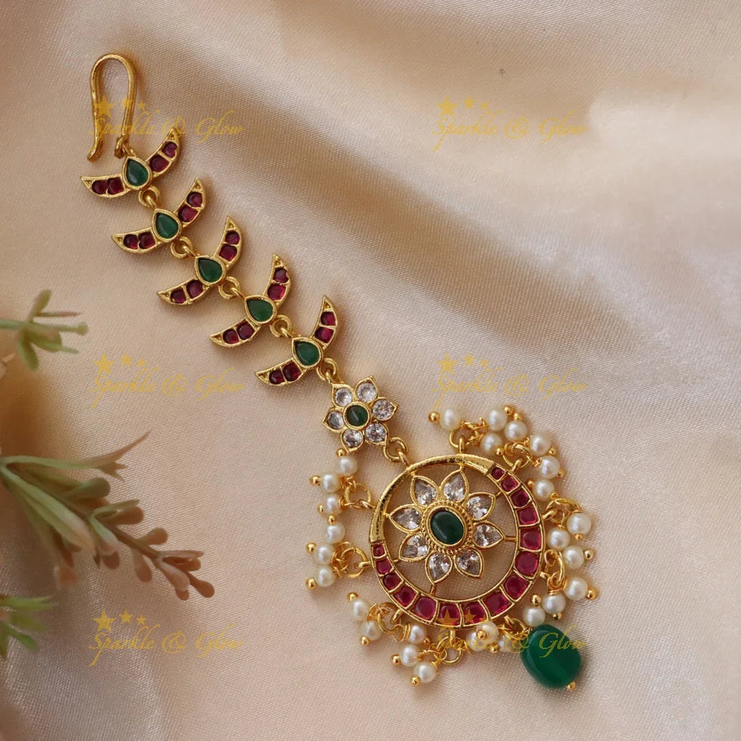 Exquisite Gold & Pearl Maang Tikka for Weddings