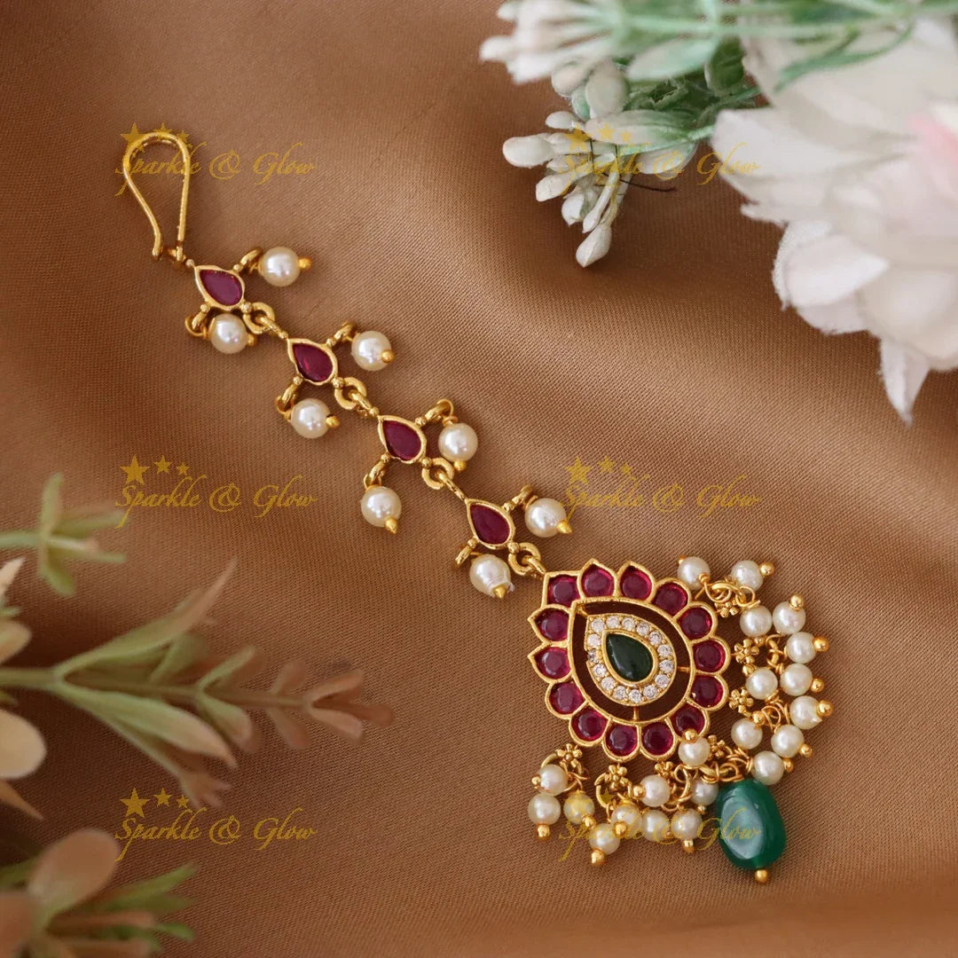 Exquisite Vintage Pearl Maang Tikka - Embrace Elegance