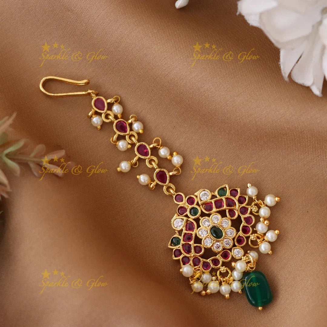 Exquisite Floral Peacock Pearl Maang Tikka Online