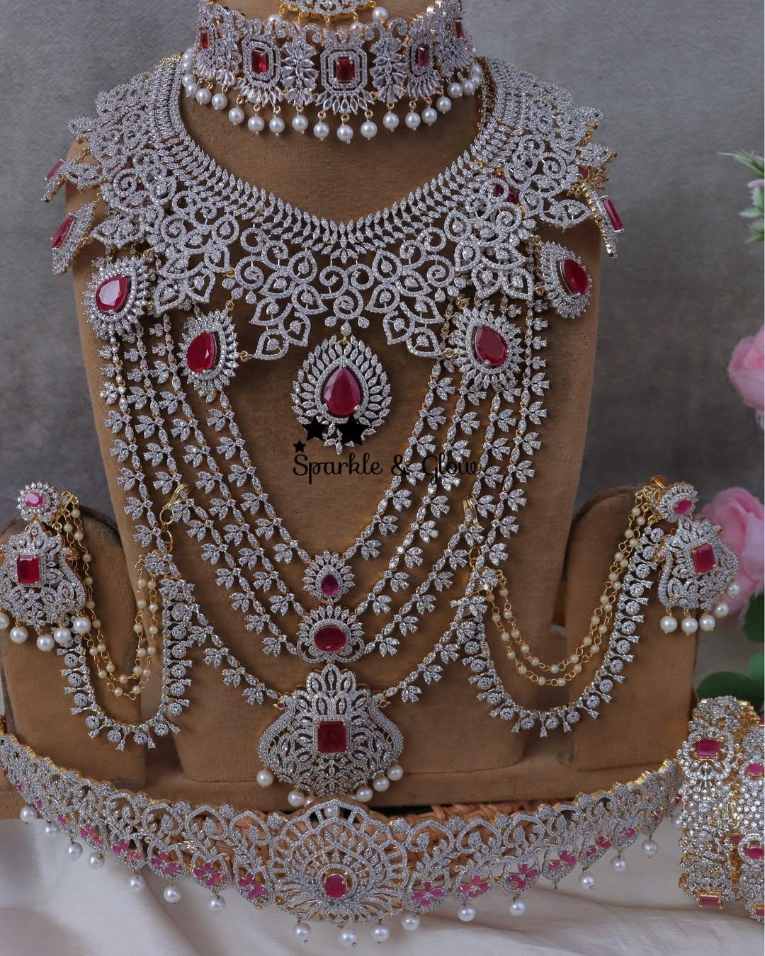 Exquisite Bridal Necklace Set with American Diamonds