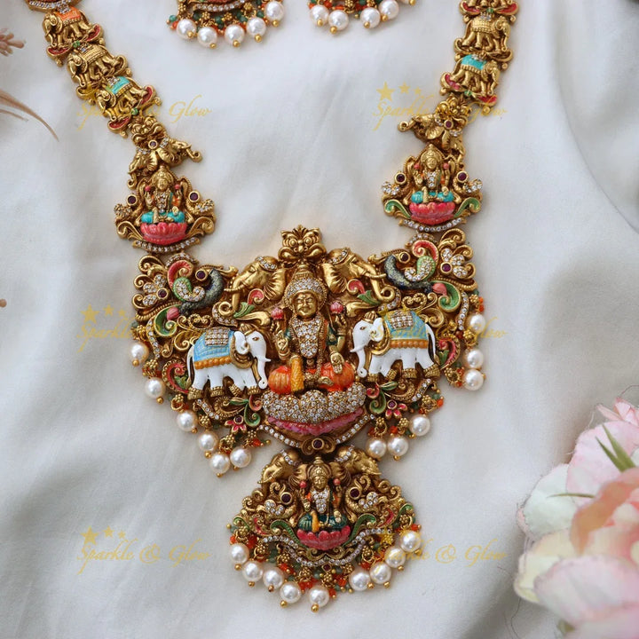 Exquisite Lakshmi Temple Necklace Set - Perfect for Weddings