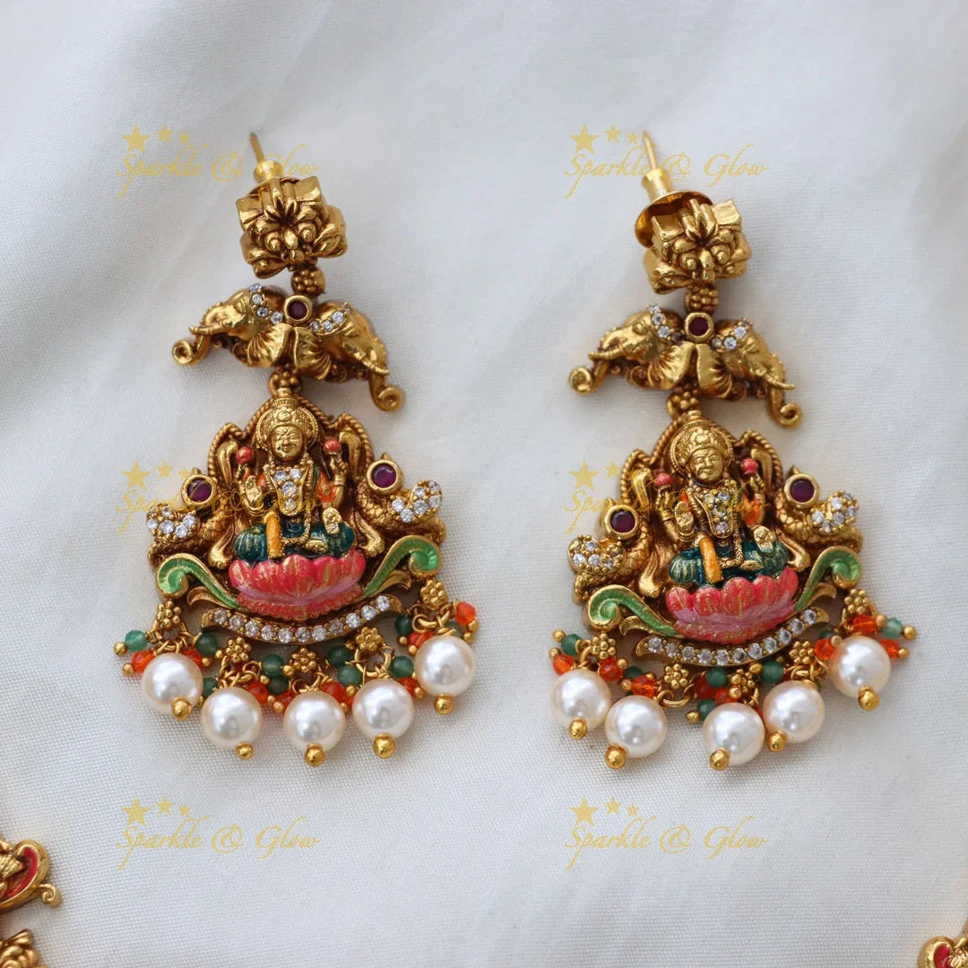 Exquisite Lakshmi Temple Necklace Set - Perfect for Weddings