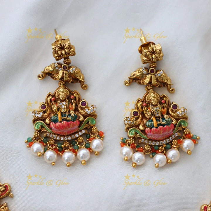 Exquisite Lakshmi Temple Necklace Set - Perfect for Weddings