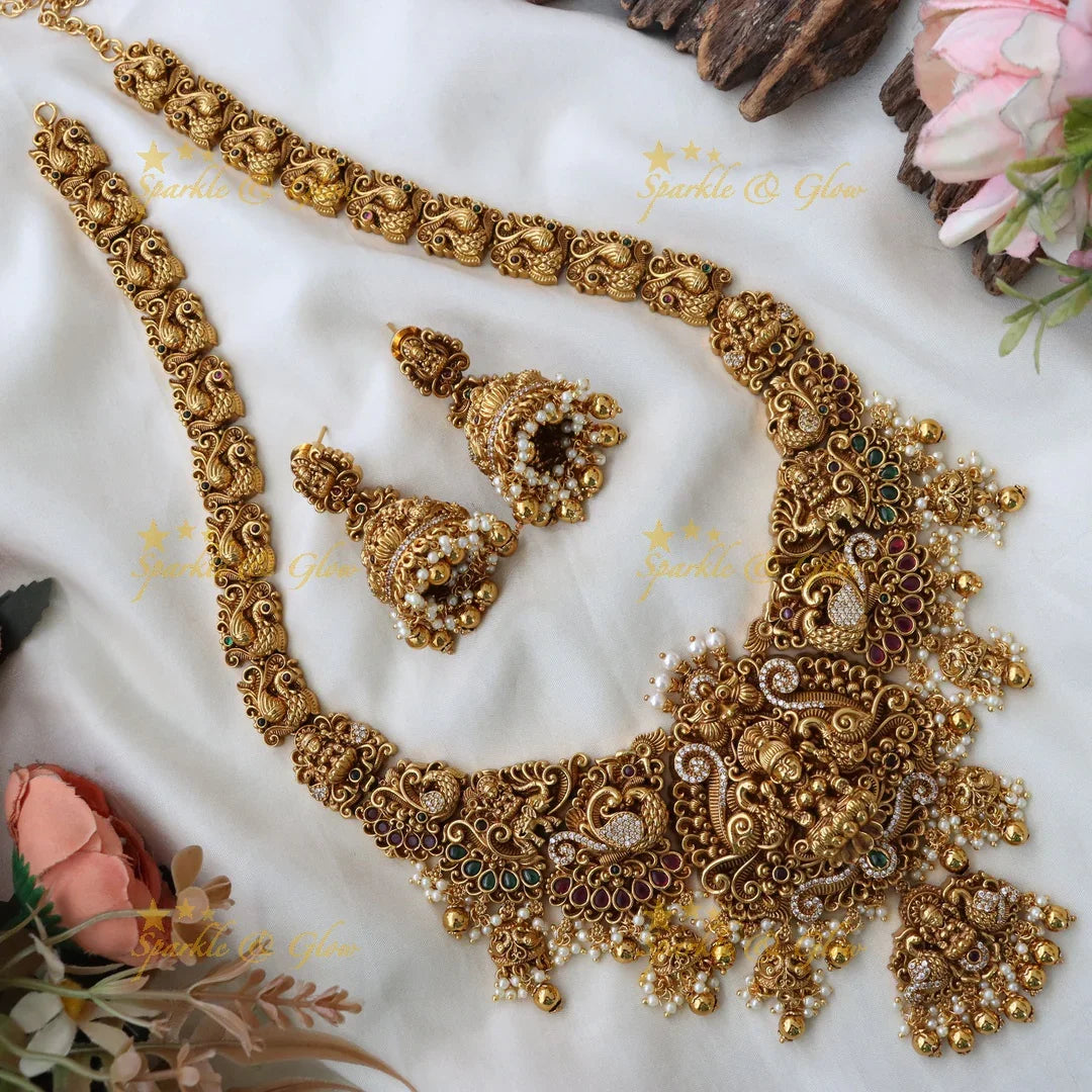 Exquisite Gold Lakshmi Necklace - Temple Collection