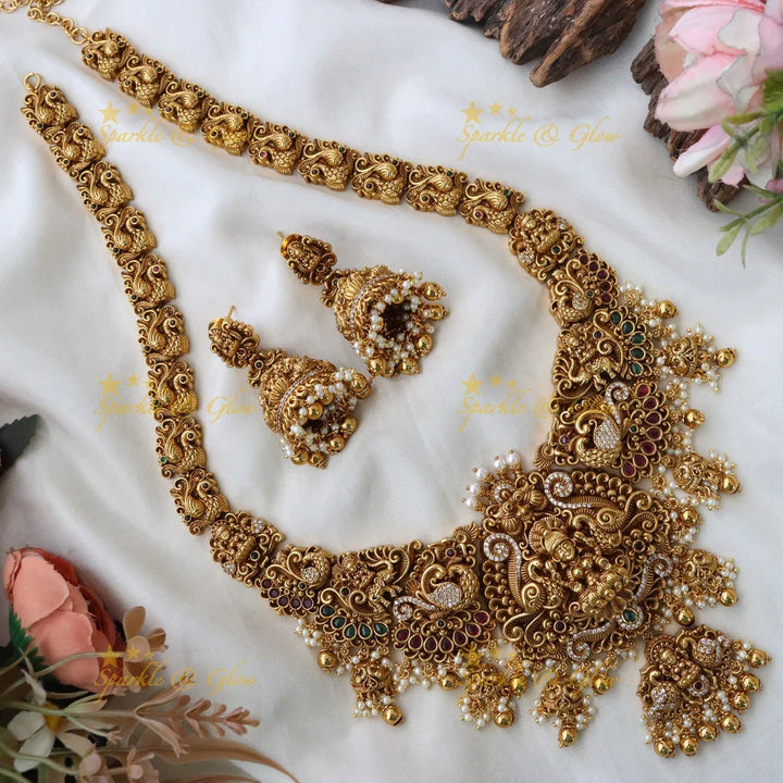 Exquisite Gold Lakshmi Necklace - Temple Collection