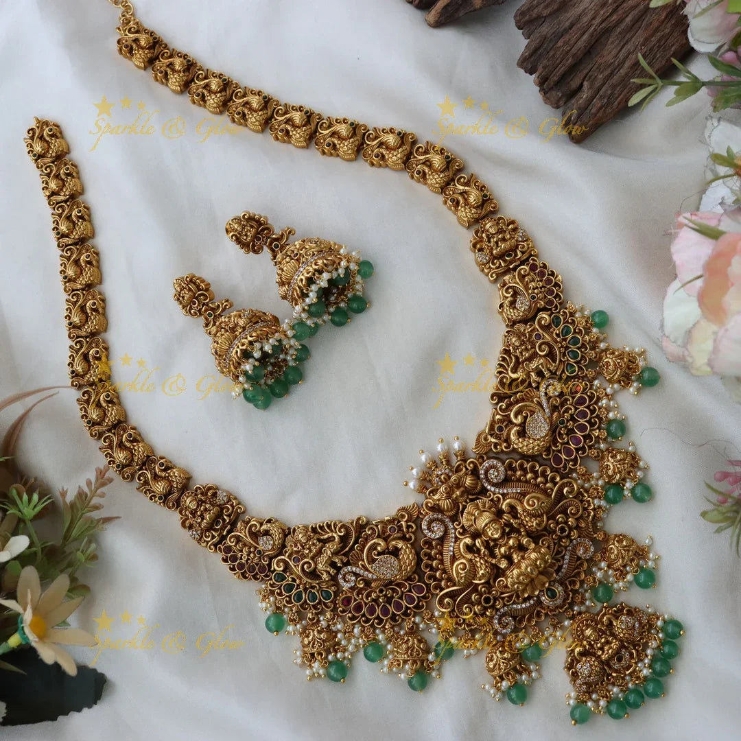 Exquisite Gold Lakshmi Necklace - Temple Collection