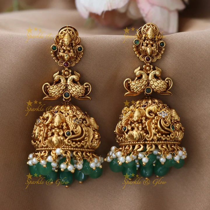 Exquisite Lakshmi Peacock Temple Necklace Set - Sparkle & Glow
