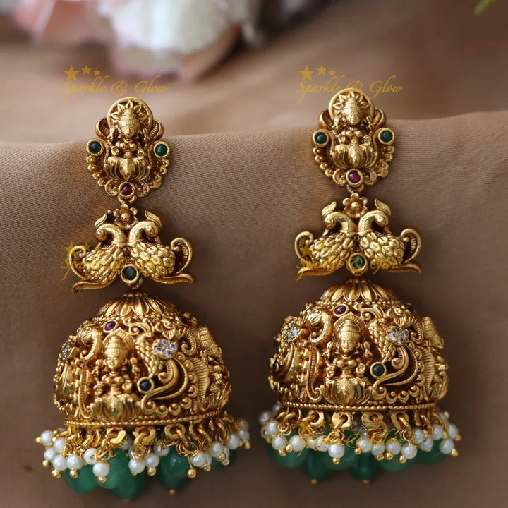 Exquisite Lakshmi Peacock Temple Necklace – Festive Gold