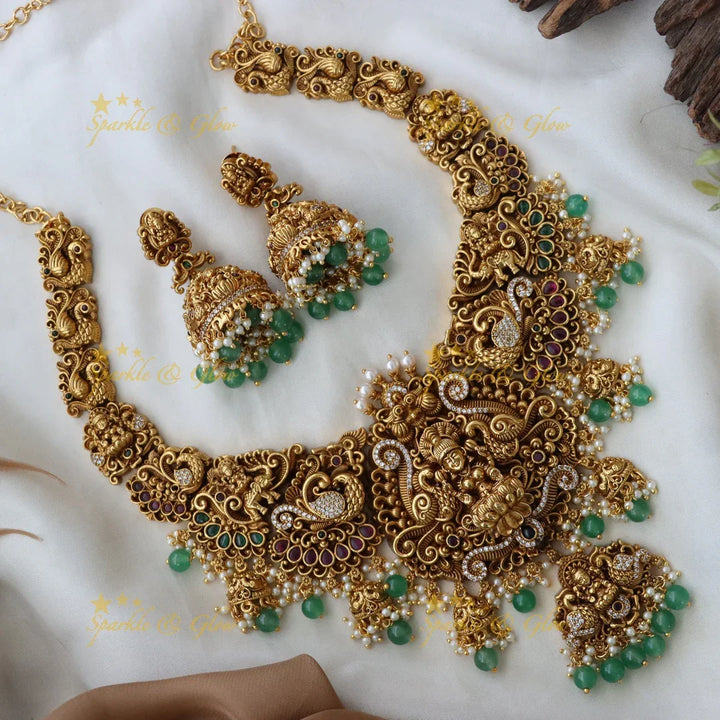 Exquisite Peacock Pearl Temple Necklace for Elegance