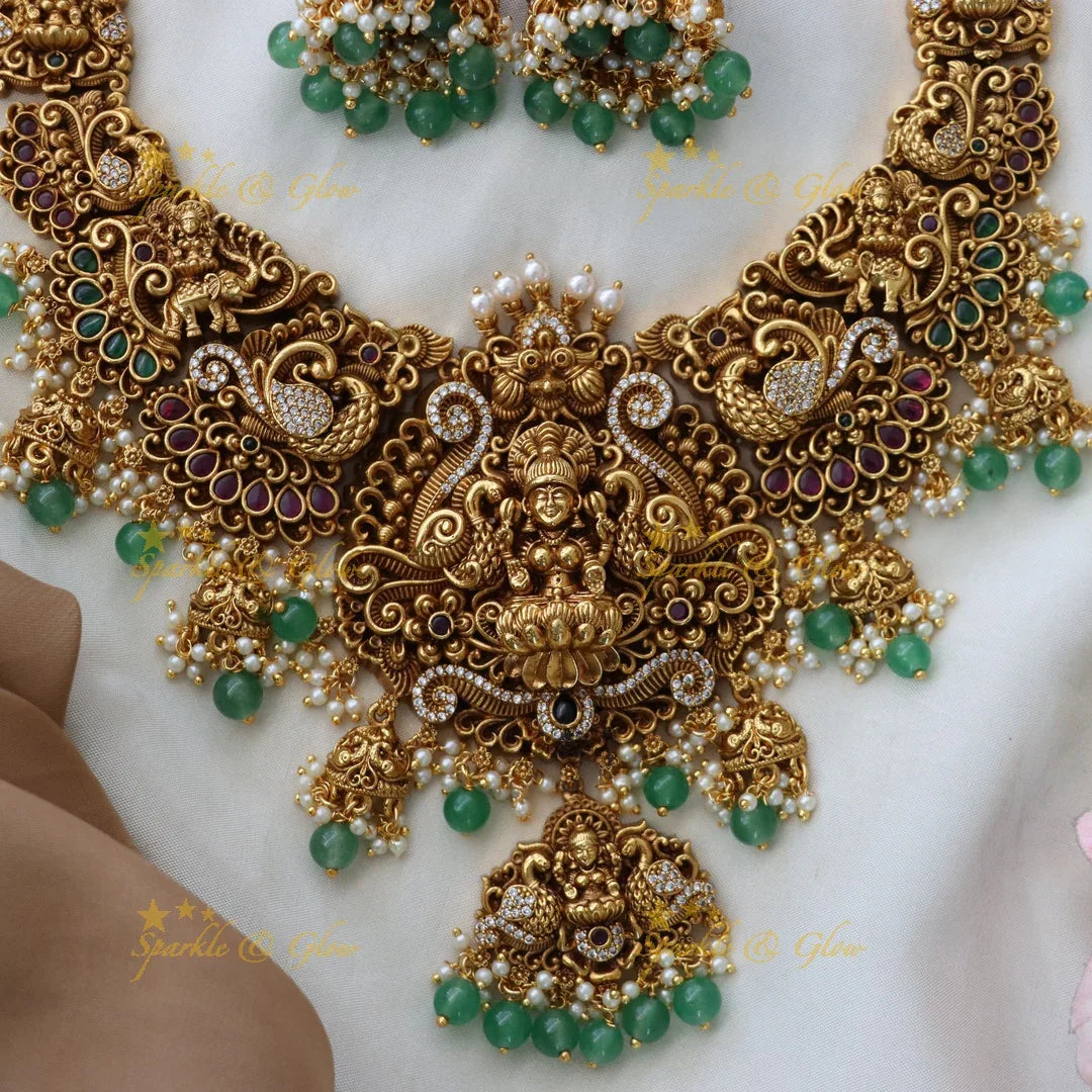 Exquisite Peacock Pearl Temple Necklace for Elegance