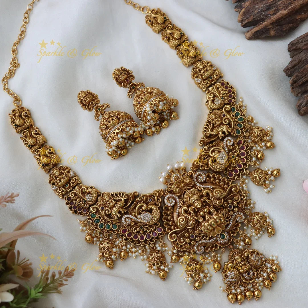 Exquisite Peacock Pearl Temple Necklace for Elegance
