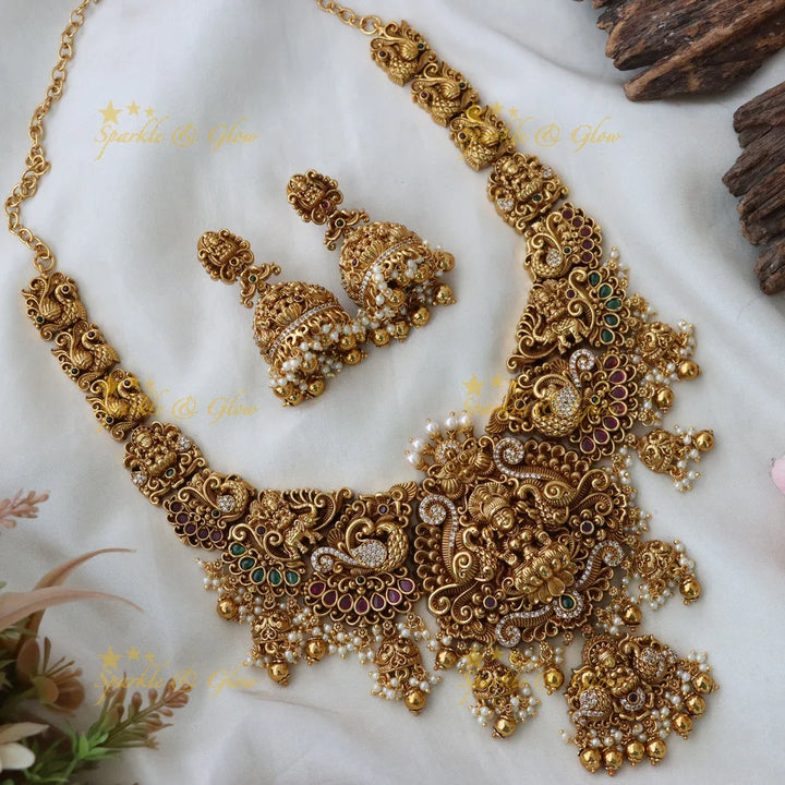Exquisite Peacock Pearl Temple Necklace for Elegance