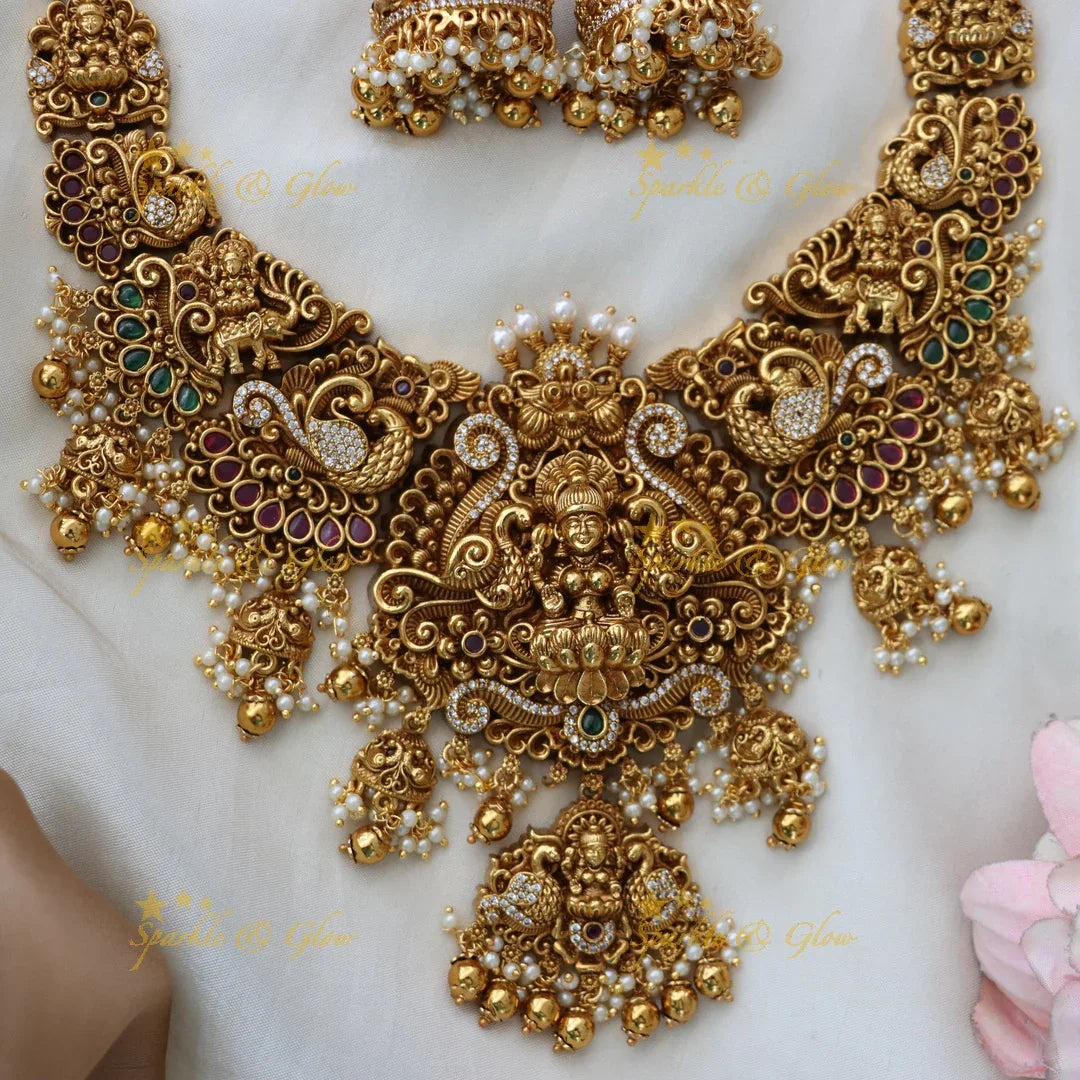 Exquisite Peacock Pearl Temple Necklace for Elegance