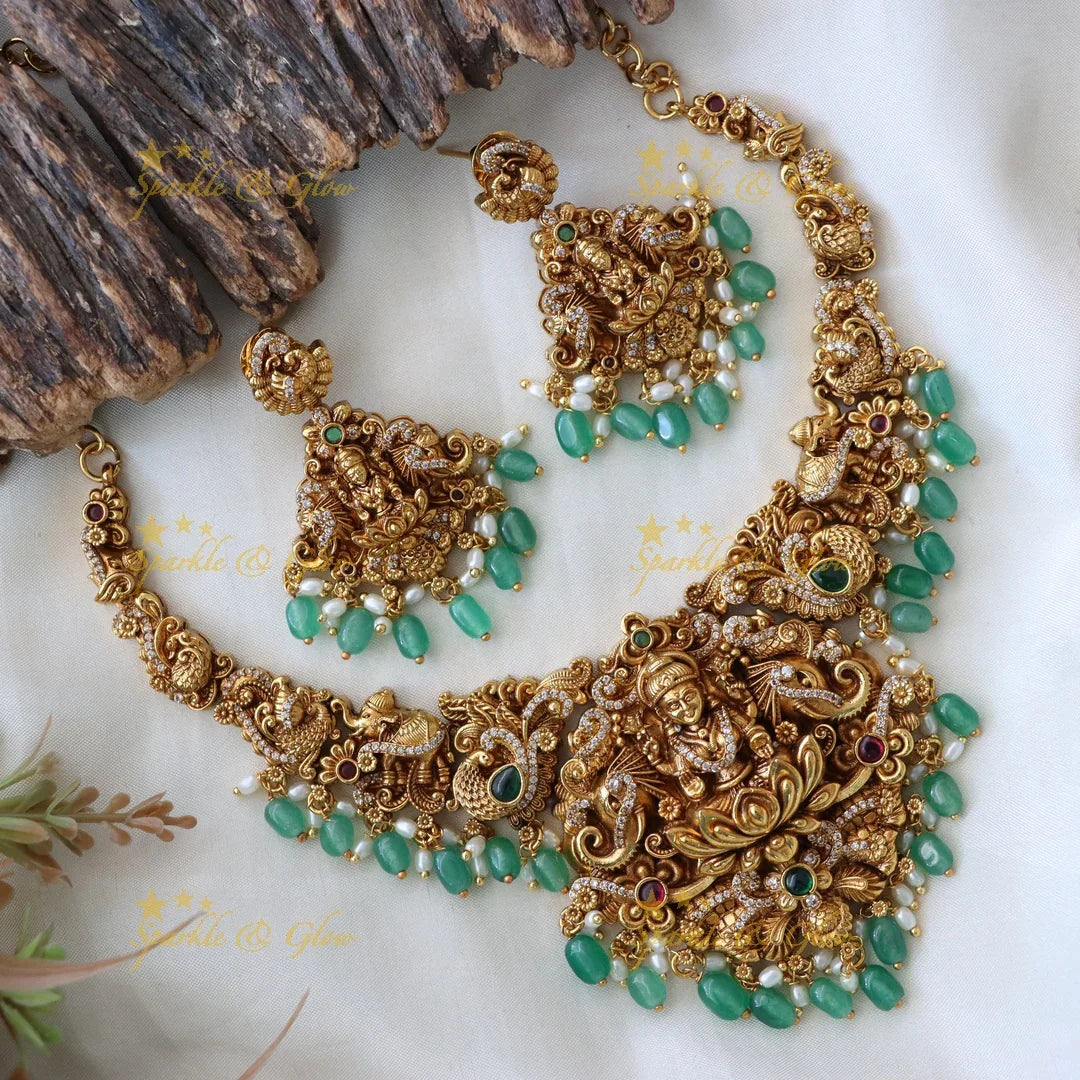 Exquisite Peacock & Elephant Temple Necklace Set