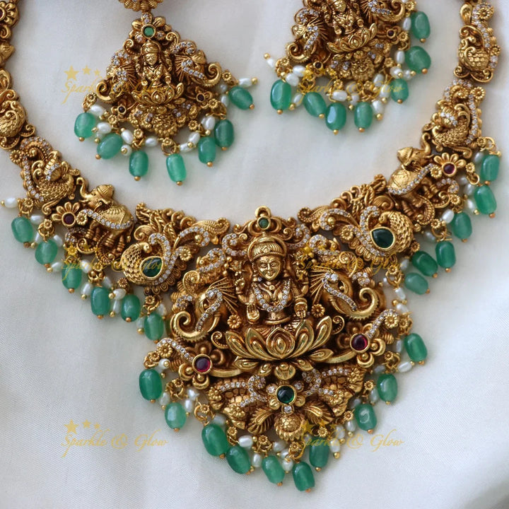 Exquisite Peacock & Elephant Temple Necklace Set