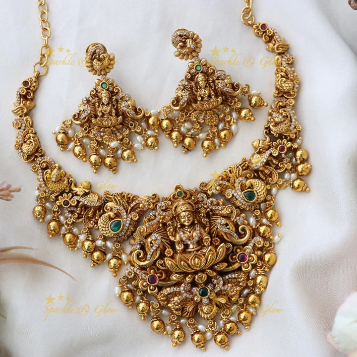 Exquisite Peacock & Elephant Temple Necklace Set