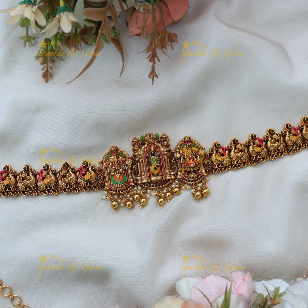 Stunning Temple Design Gold Hip Chain for Elegance