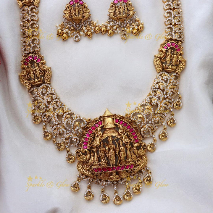 Elegant Ram Parivaar Temple Gold Necklace Set