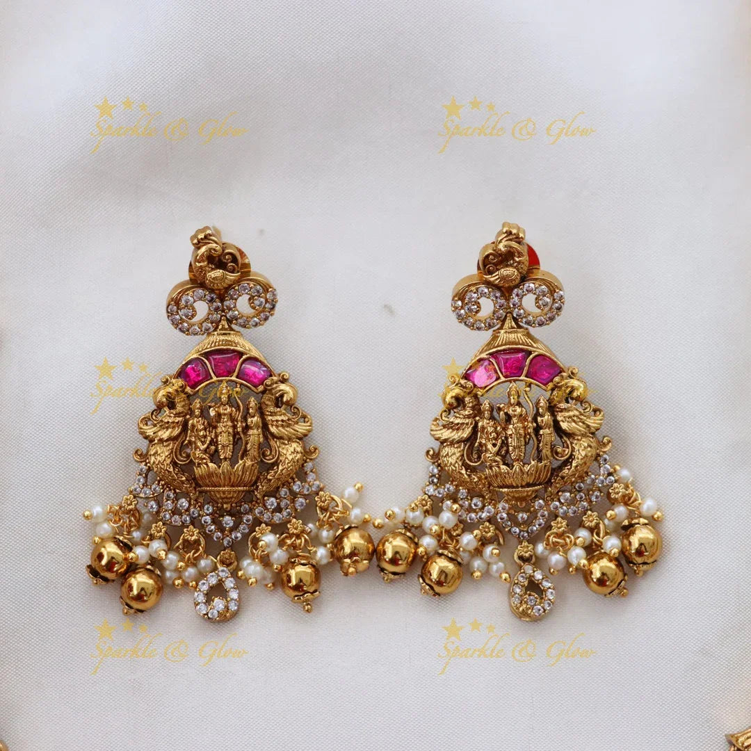 Elegant Ram Parivaar Temple Gold Necklace Set