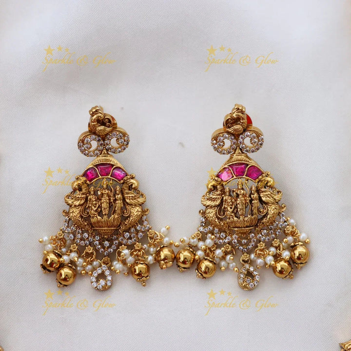 Elegant Ram Parivaar Temple Gold Necklace Set