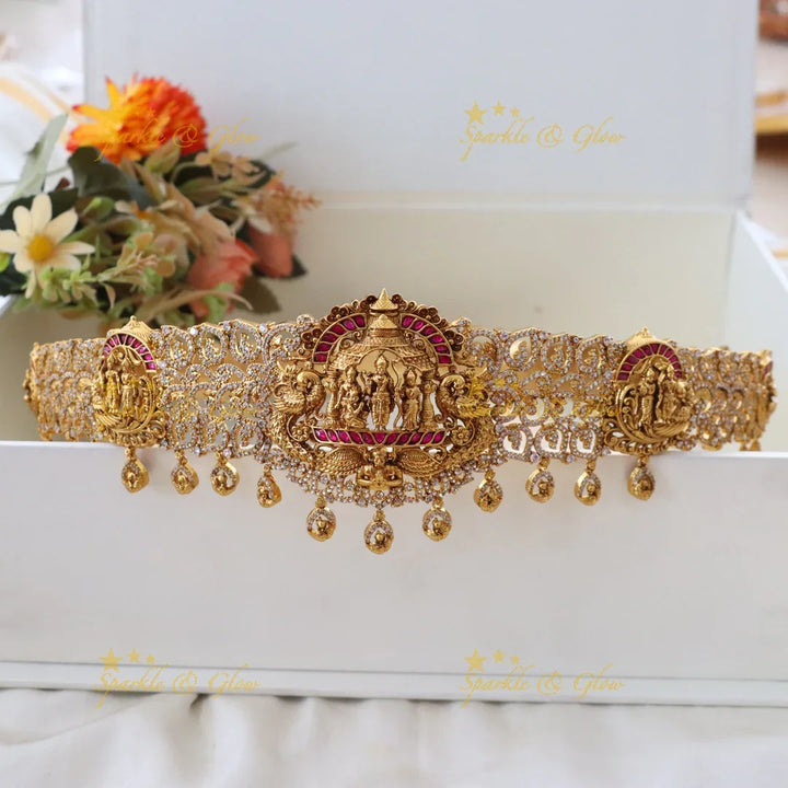 Traditional Gold Temple Hip Belt for Festive Elegance