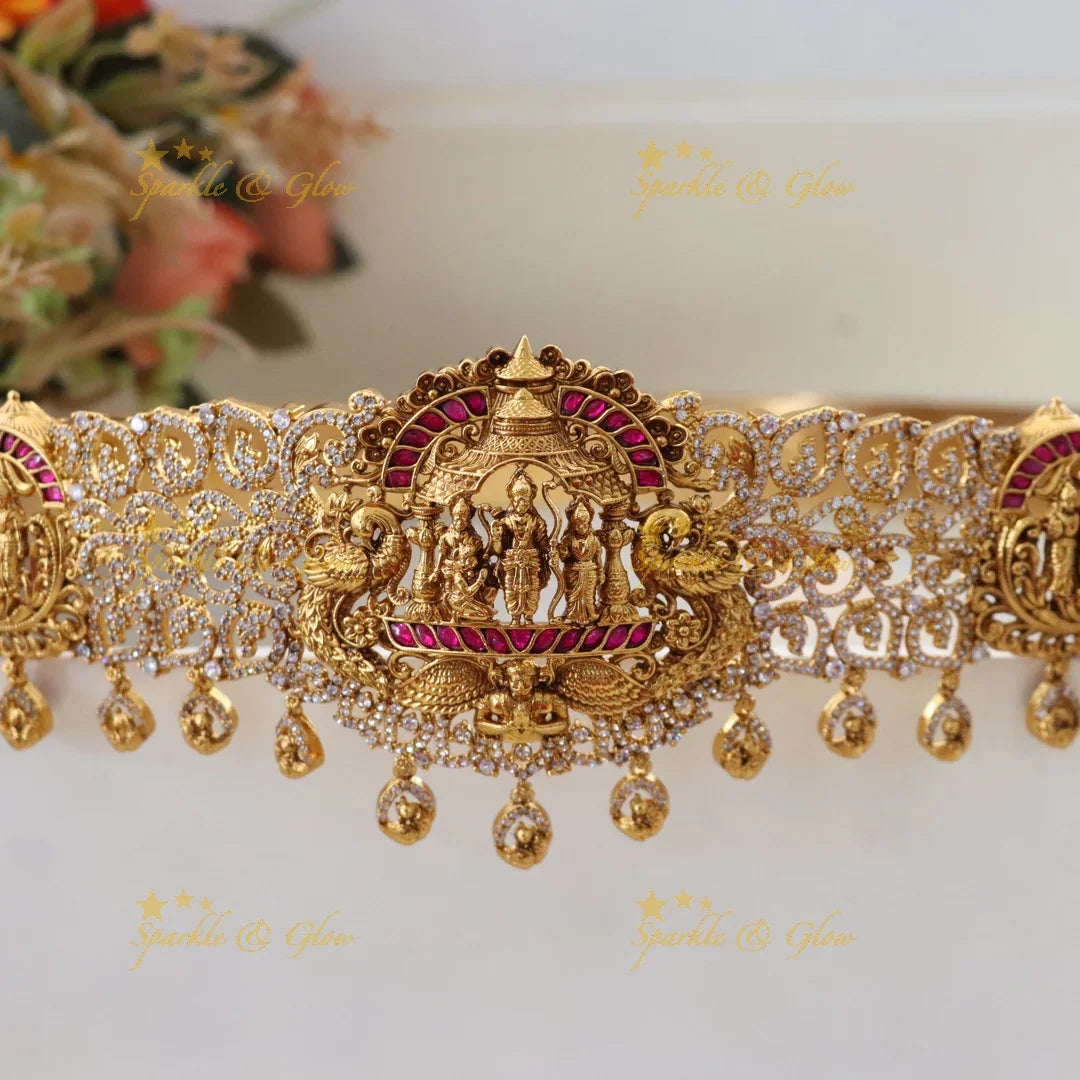 Traditional Gold Temple Hip Belt for Festive Elegance