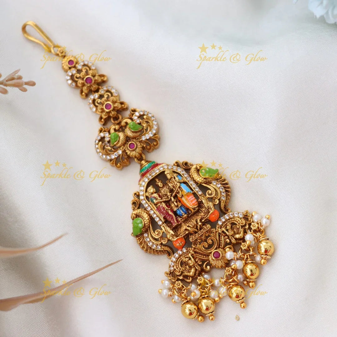 Mesmerizing Temple Gold Maang Tikka for Special Occasions